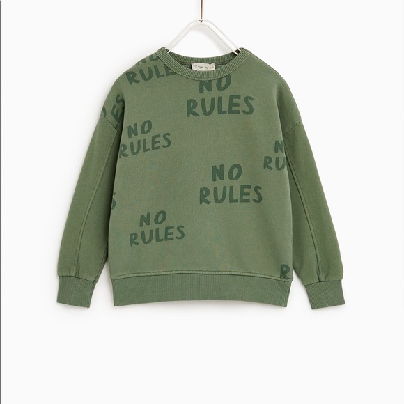 Zara Printed No Rules Slogan Sweatshirt - Picture 1 of 7